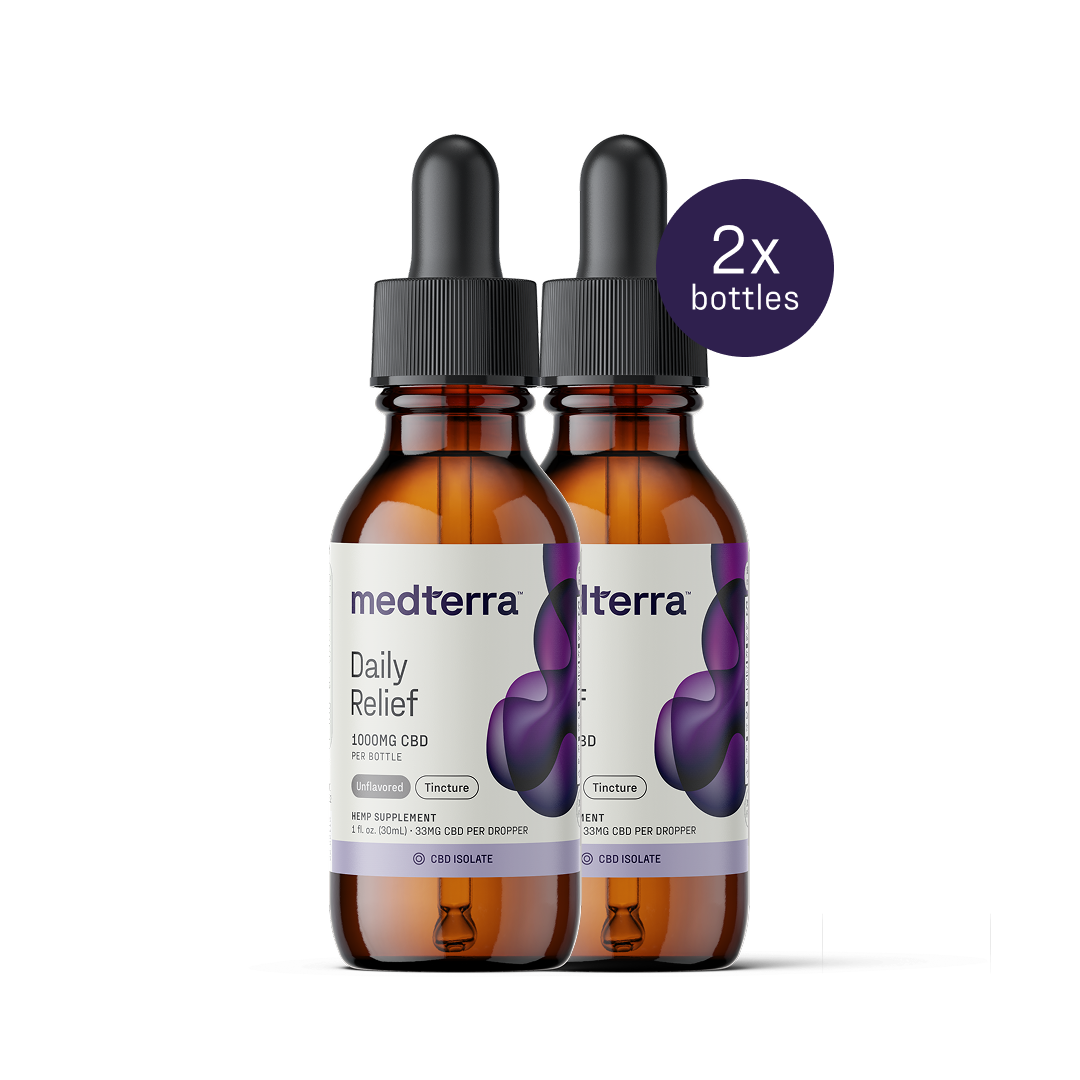 medterra Daily Relief 1000MG CBD Unflavored Tincture CBD ISOLATE 2x bottles