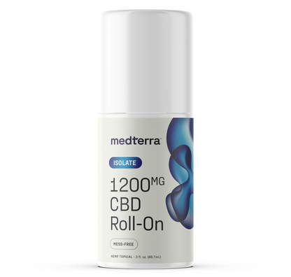 Front view of WM: Isolate 1,200mg Roll-On showcasing Isolate badge, 1200MG text and blue abstract design on white background