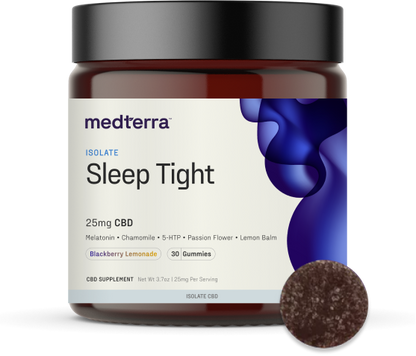 A jar labeled "DUMMY PRODUCT FOR TESTING" by Medterra contains 30 CBD gummies in blackberry lemonade flavor, perfect for those exploring the art of relaxation. These gummies combine traditional calming ingredients like melatonin and chamomile and are crafted with precision akin to typesetting industry standards.