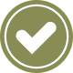 White checkmark inside an olive green circle