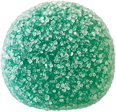 Green sugar-coated gumdrop candy with coarse sugar crystals
