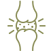 Stylized illustration of a knee joint with small dots around it, representing glucosamine's effect on joint health