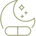Capsule with crescent moon and stars, symbolizing L-Tryptophan supplement for sleep support