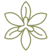 Stylized saffron flower with six petals and central stigma in olive green