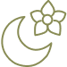 Crescent moon with a flower symbolizing sleep blend