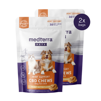 medterra PETS CBD CHEWS JOINT SUPPORT 30 SOFT CHEWS 10mg PER CHEW PEANUT BUTTER FLAVOR 2x bags